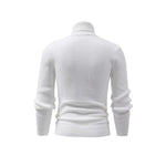 KZZ Men's Textured Drop Shoulder Turtle Neck Sweater Long Sleeve Knitwear