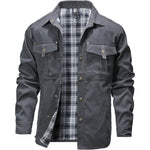 KZZ Men's Flannel Lined Shacket Jacket Plaid Brushed Lining Cowboy Western