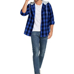 KZZ Plaid Patchwork Button Front Hooded Jacket