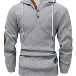 KZZ Men's solid color hoodie with texture casual long sleeve top