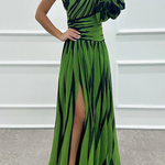 Hazel™ | Elegant Striped Maxi Dress with Off-the-Shoulder Design