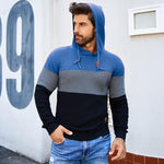 KZZ Mens Hooded Sweatshirt Tricolor Long Sleeve Hoodie Pullover Sweater