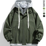 KZZ Men's Colorblock Letter Pocket Longsleeves Drawstring Hooded Jacket