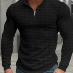 KZZ Men's Regular Fit Plain Half Zip Up Sweatshirt