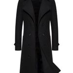 KZZ Men's Solid Color Trench Coat Double Button Windproof Jacket