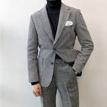 Woolen Suit Casual Slim Fit Plaid Jacket