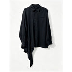 Japanese Draped Asymmetric Hem Long Sleeve Shirt Wide-leg Pants Two-piece Set