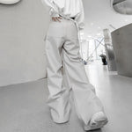 Multi-pocket Ruched Wide-Leg Track Pants