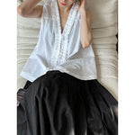 Women's Ruffle Trim Petal Collar Sleeveless Blouse