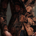Women’s Black And Bronze Floral Print Tailored Blazer