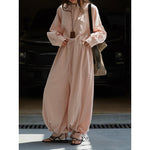 Women's Casual Tencel Wide-Leg Elastic Waist Jumpsuit
