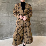 Flocked Pattern V-neck Suit Loose Cropped Pants Two-piece Suit