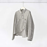 Japanese Asymmetrical Retro Striped Color-blocked Shirt