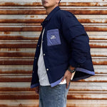 Plaid Patchwork Faux Two-piece Down Shirt Jacket