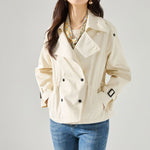 Women's Short Drawstring Cotton Trench Coat