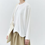 Women's Wavy Hem Casual Round Neck Shirt