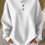 Mirabel™ | Cozy Waffle Henley Sweatshirt