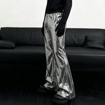 Elastic-waist Sequined Wide Leg Pants Stage Performance Party Trousers