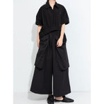 Women's Asymmetric Paneled Short Sleeve Designer Shirt