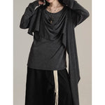Asymmetrical Ribbon Long Sleeves T-Shirt