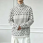 Ink-wash Polka Dot Turtleneck Pleated Base Layer Top