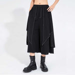 Women's High-waisted Loose Casual Faux Two-piece Pants