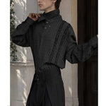 French Retro Striped Ruffled Collar Shirt