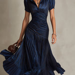 Adriana™ | Vintage Striped Satin Midi Dress