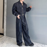 Vintage Heavy-wash Denim Jacket Distressed Wide-leg Pants Two-piece Set