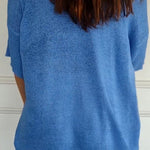 Solid Color Knitted V-neck Top