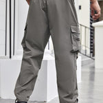 KZZ Men's Regular Fit Solid Flap Zipper Pocket Cargo Pants