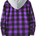 KZZ Plaid Patchwork Button Front Hooded Jacket