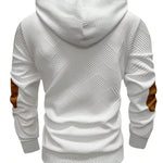 KZZ Men's solid color hoodie with texture casual long sleeve top