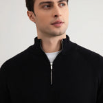 KZZ Men's Flannel Ribbed Turtleneck Half-Zip Sweater