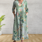 Yulya™ | Elegant Floral Print Midi Dress