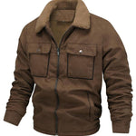 KZZ Men's Solid Pocket Zipper Fleece Jacket