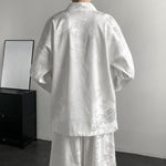 Dark Dragon Pattern Loose-fitting Hanfu Taoist Robe Cardigan Culottes