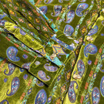 Green Printed Velvet Loose Casual Shirt