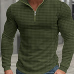 KZZ Men's Regular Fit Plain Half Zip Up Sweatshirt
