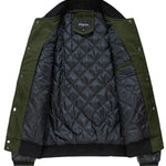 KZZ Men's Letter Patched Pocket Button Front Varsity Jacket
