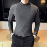 Slim Fit British Half Turtleneck Long Sleeve T-Shirt