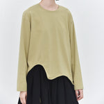 Women's Wavy Hem Casual Round Neck Shirt