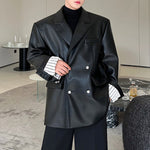 Double Breasted Oversized Leather Blazer