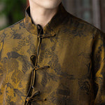 Retro Stand-up Collar Gradient Brocade Coat