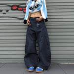 American Retro Inverted Design Embroidered Scimitar Jeans