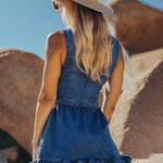【24-hour shipping out】Fashionable Denim Ruffle Sleeveless Button Mini Dress