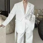 French Rose-ribbon Suit Jacket Straight-leg Casual Trousers Two-piece Set