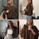 Womens Suede Lapel Pilot Cropped Jacket