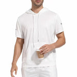 KZZ Men's solid color drawstring pocket hoodie