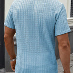 KZZ Men's casual striped short-sleeved shirt